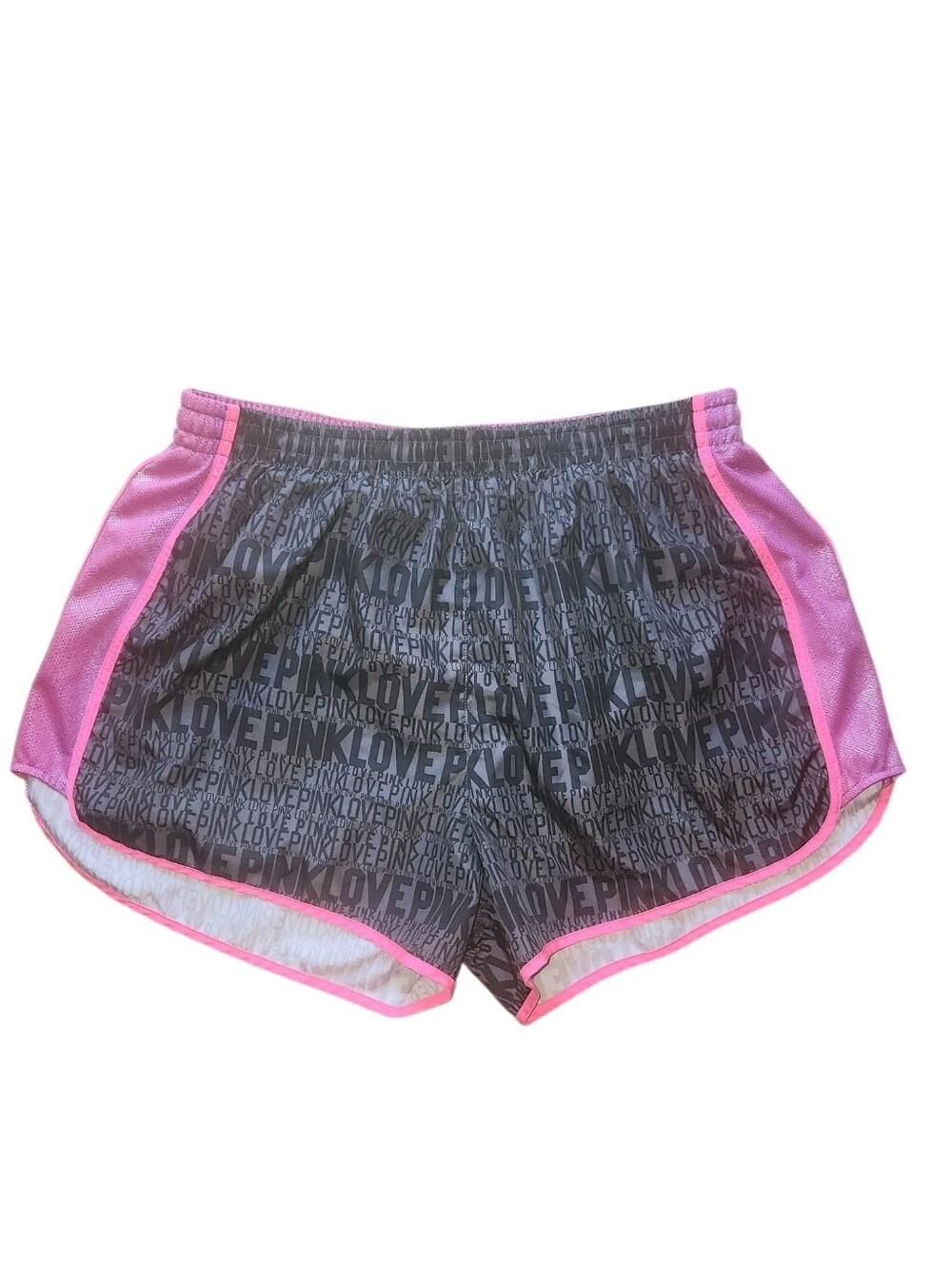 Victoria's Secret Black/gray Graphic Shorts with Pink Trim and shiny Purple